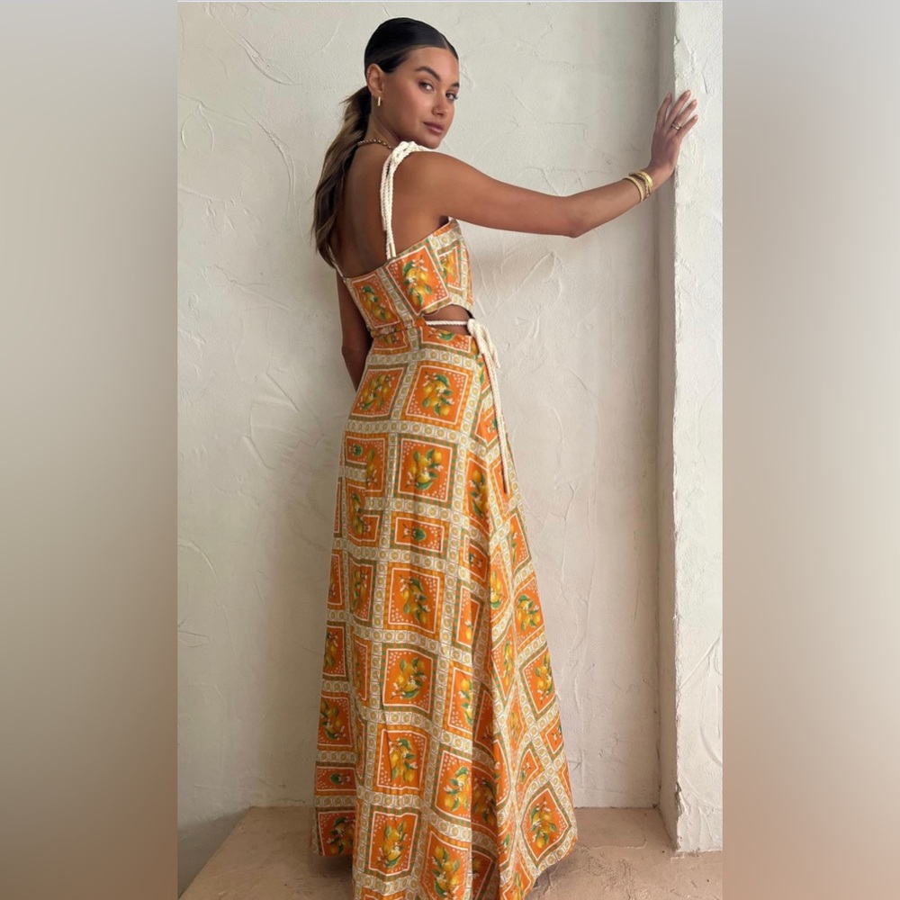 Elegant Orange Maxi Dress - Picture 2 of 9
